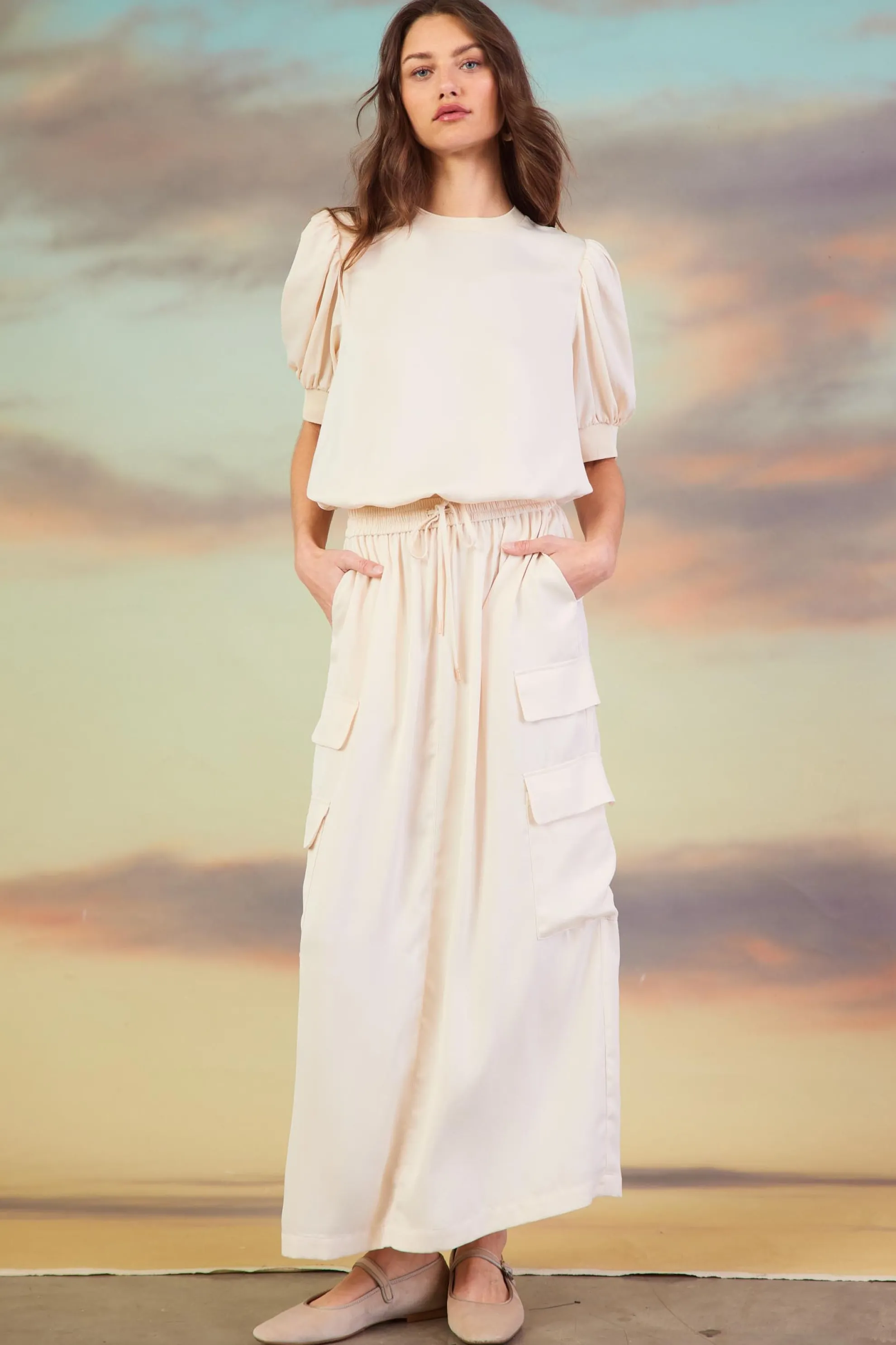 Utility Cargo Pocket Midi Skirt