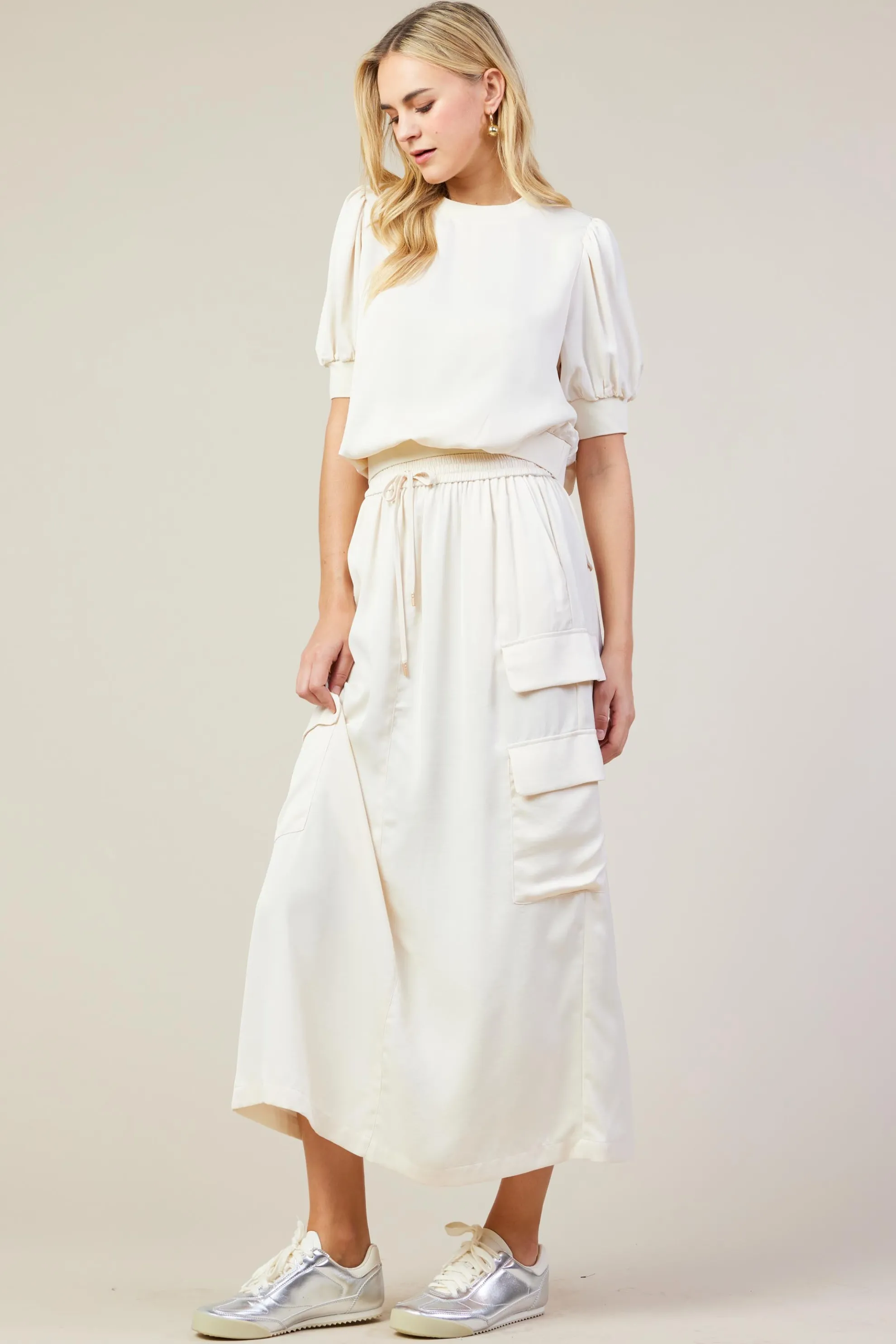 Utility Cargo Pocket Midi Skirt