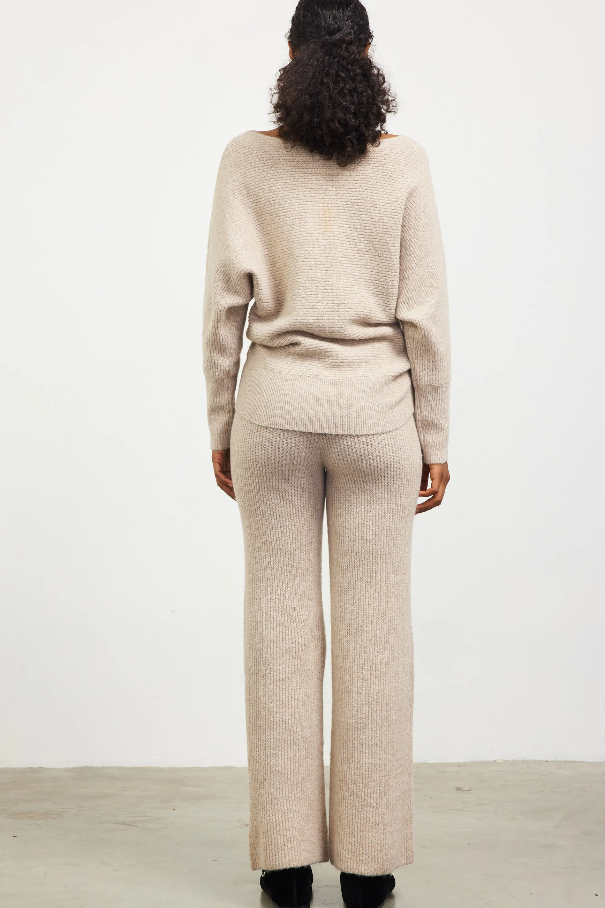 Boatneck Ribbed Knit Sweater