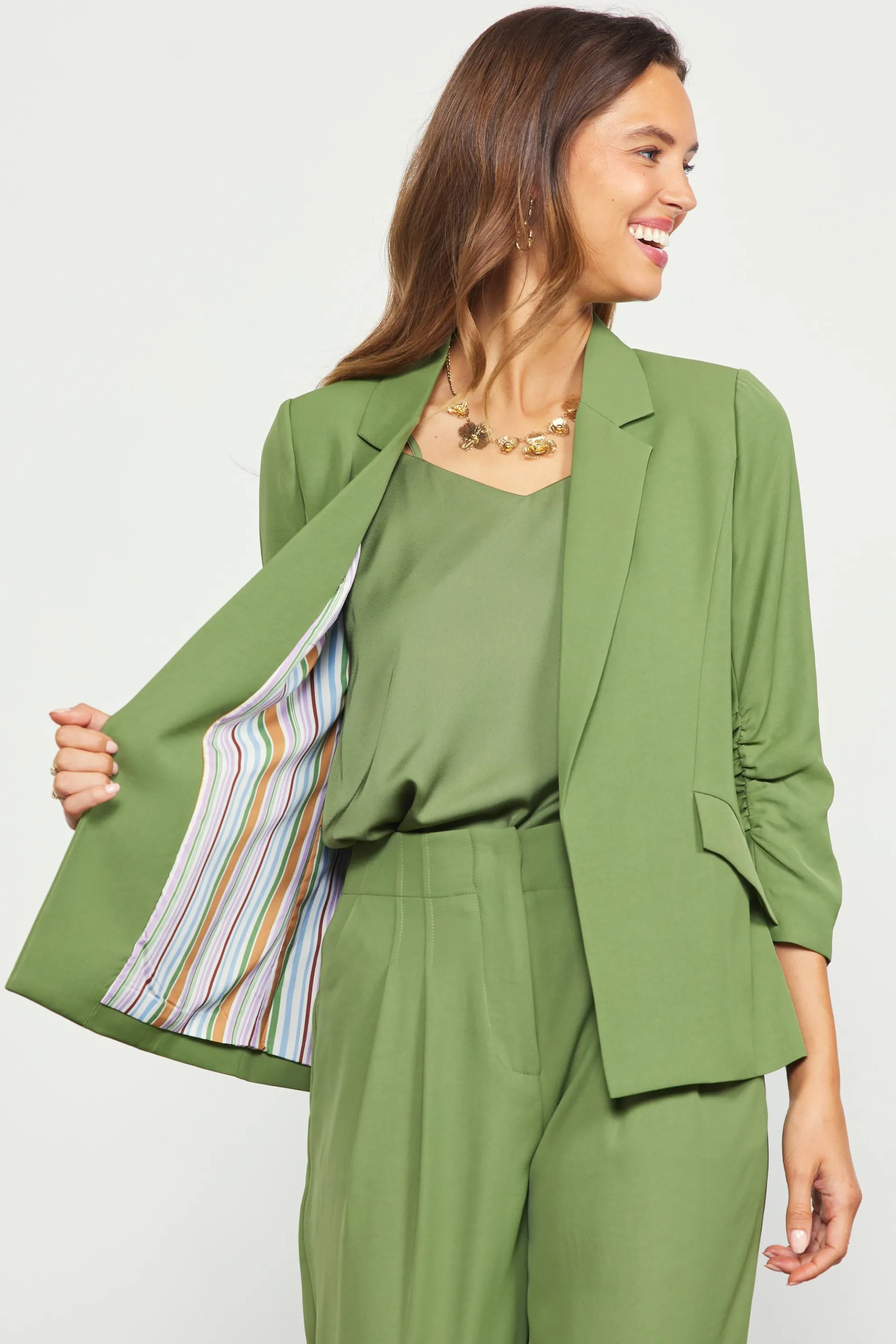 Recycled Shirred Sleeve Blazer