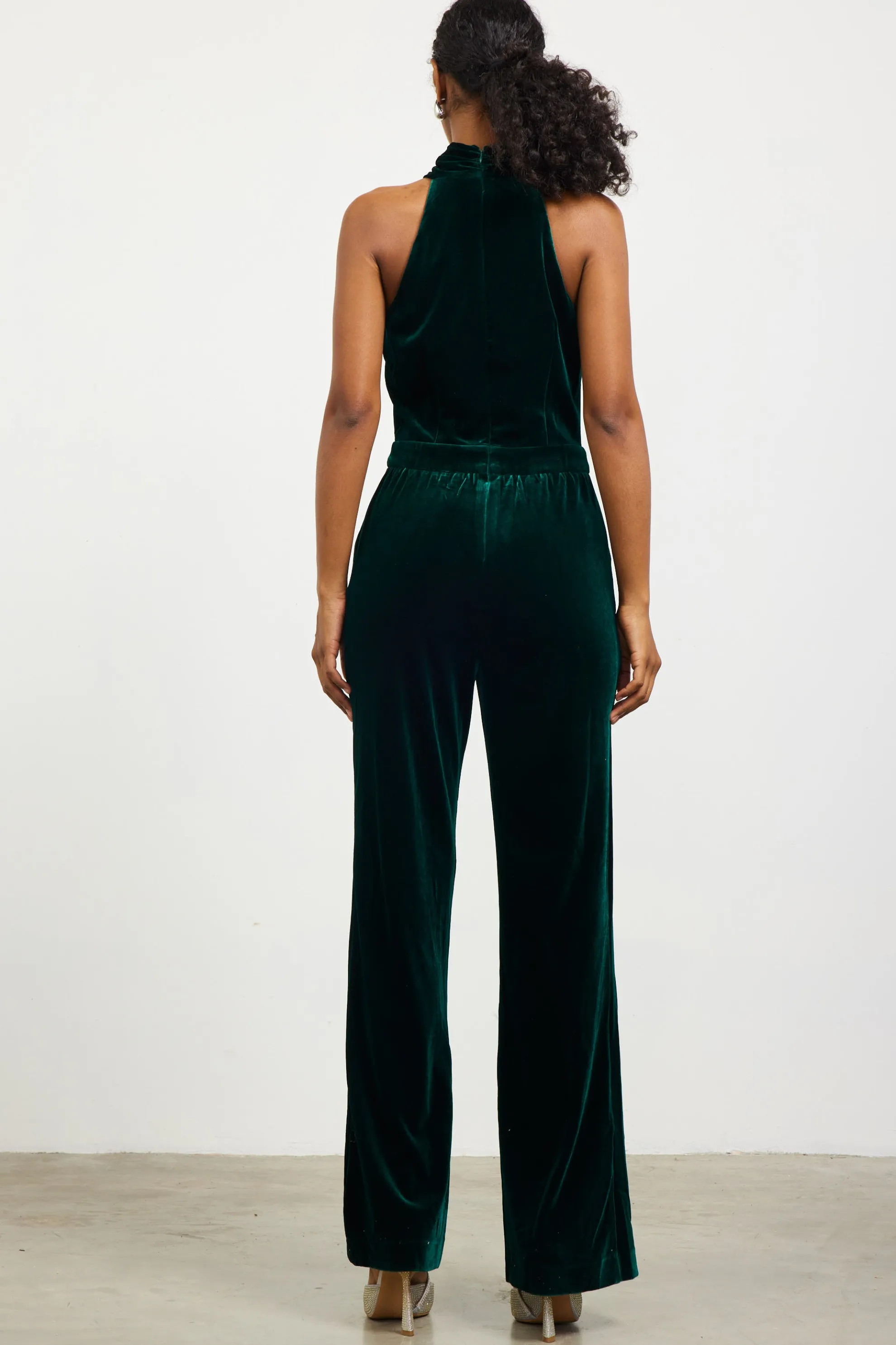 Velvet Halter Neck Jumpsuit