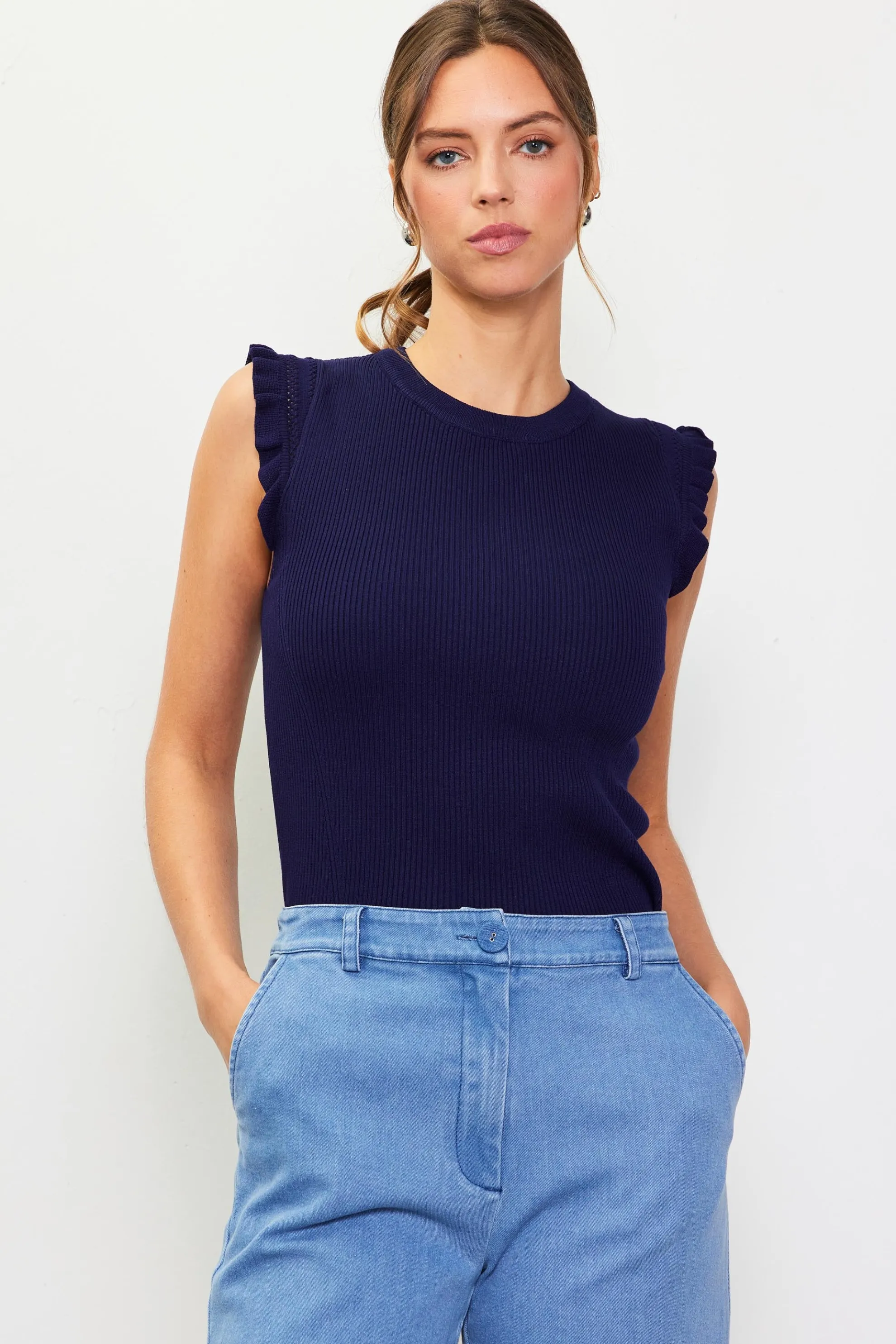 Ruffle Sleeve Knit Top