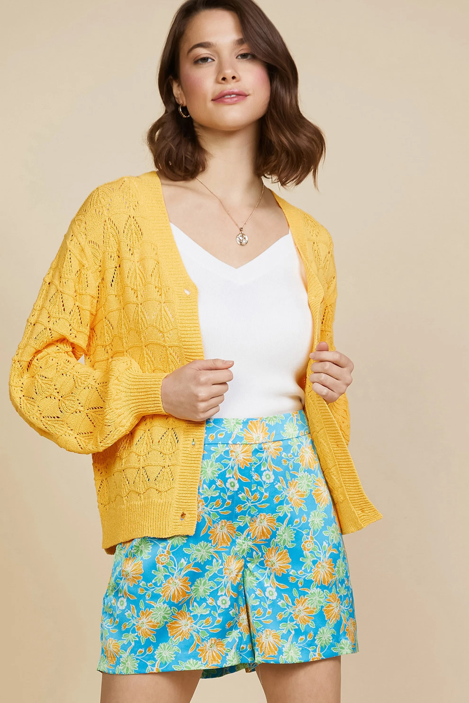 Pointelle Long Sleeve Cardigan