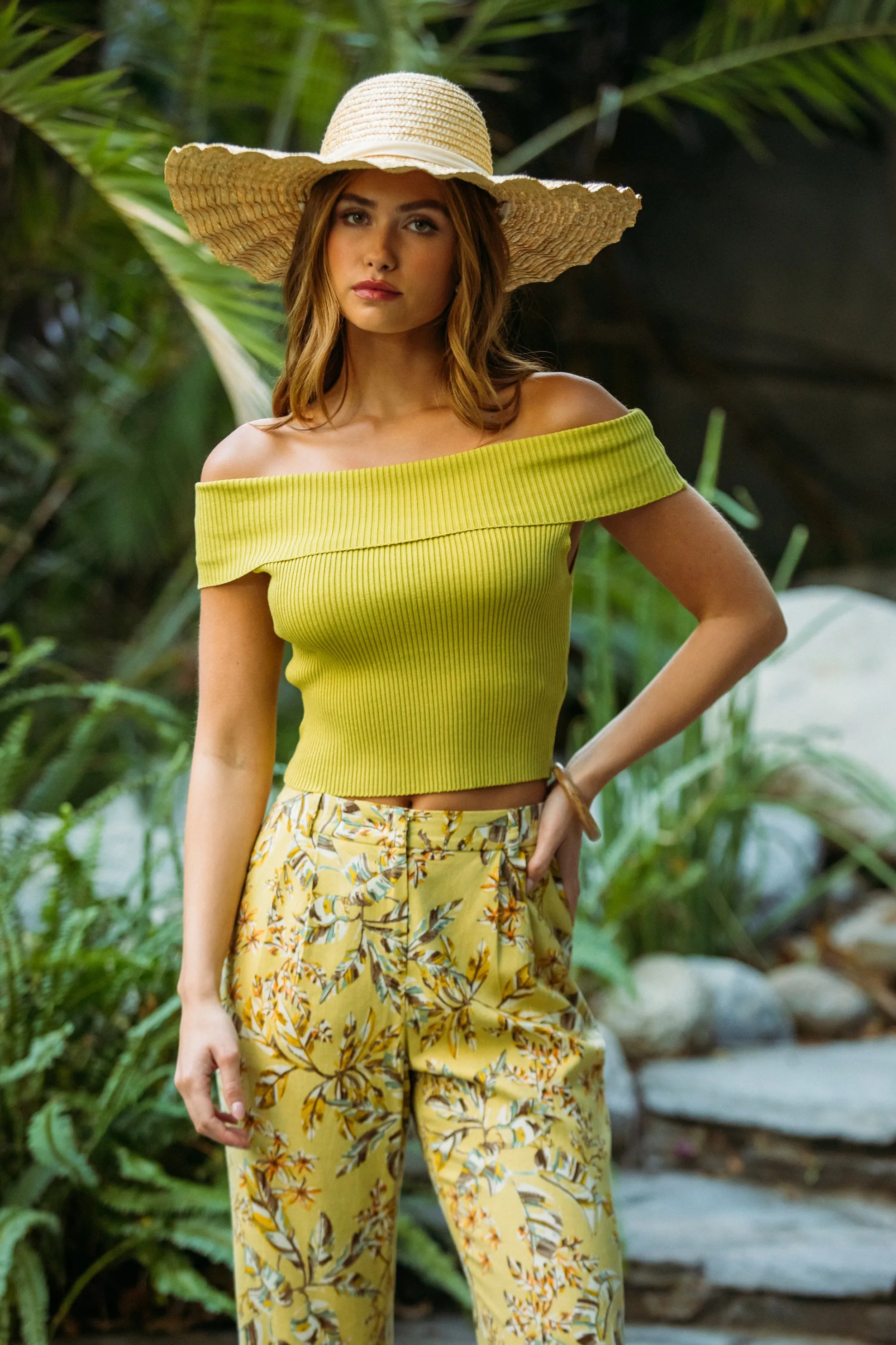 Off Shoulder Ribbed Knit Top