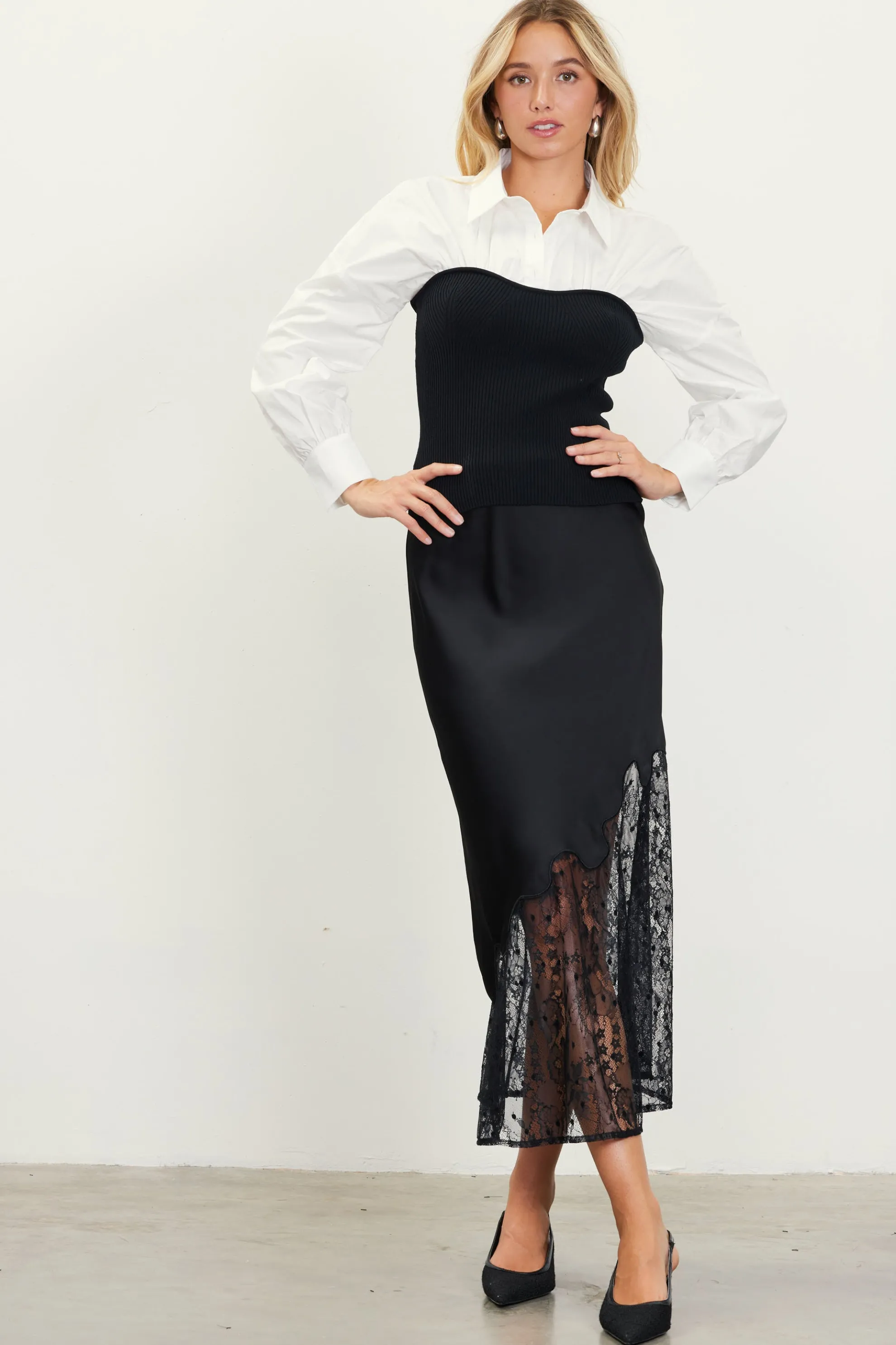 Mixed Media Twofer Blouse