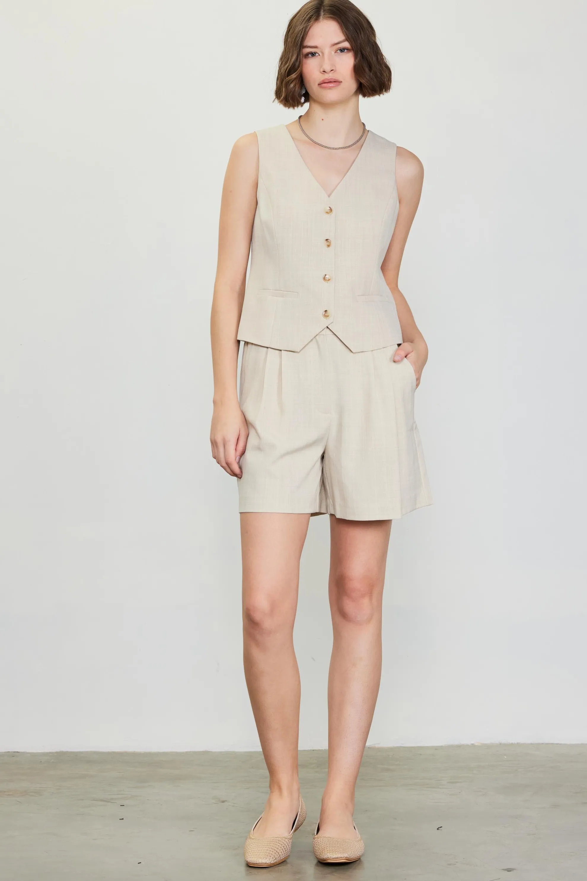 Mélange Pleated Shorts