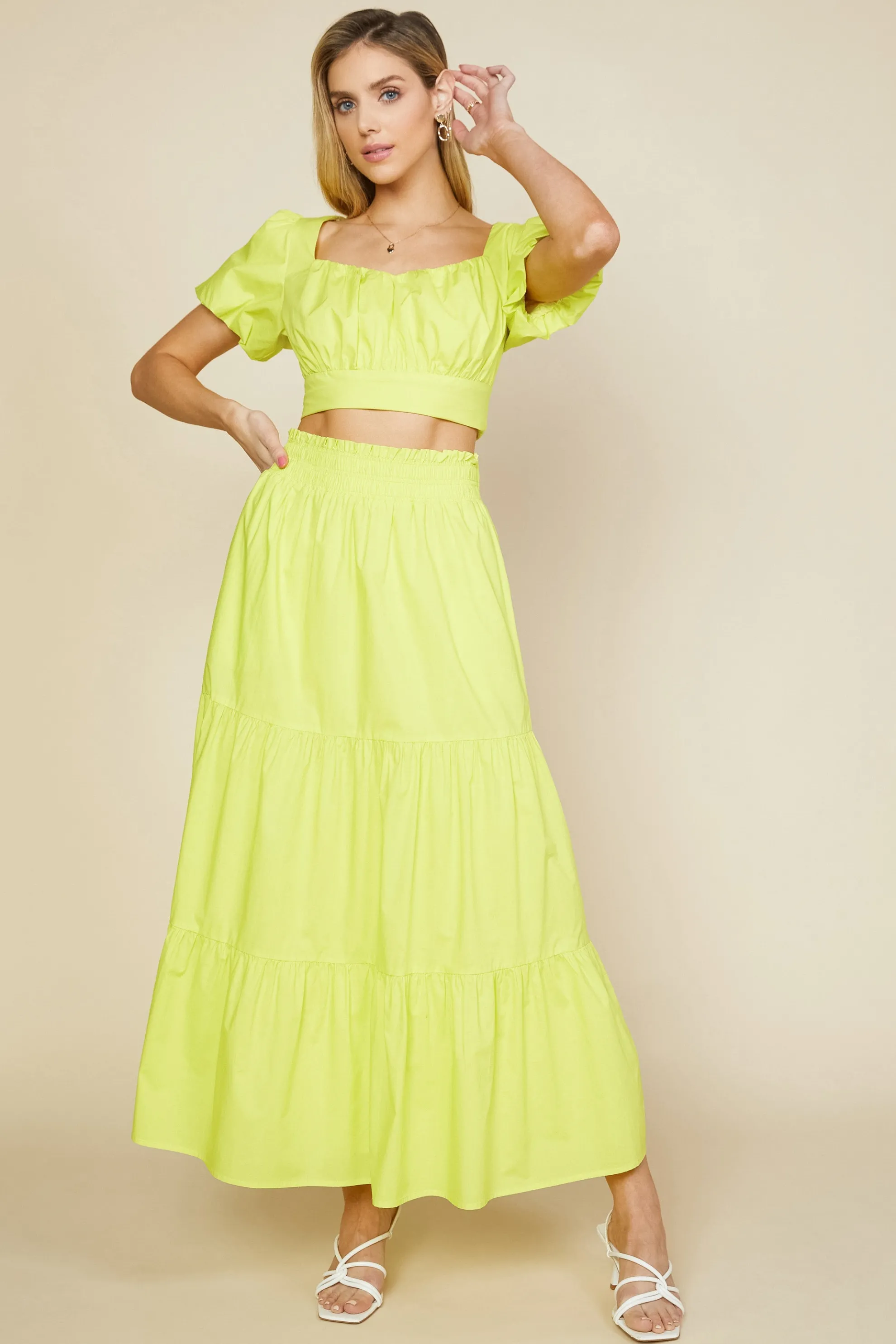 Poplin Tiered Maxi Skirt