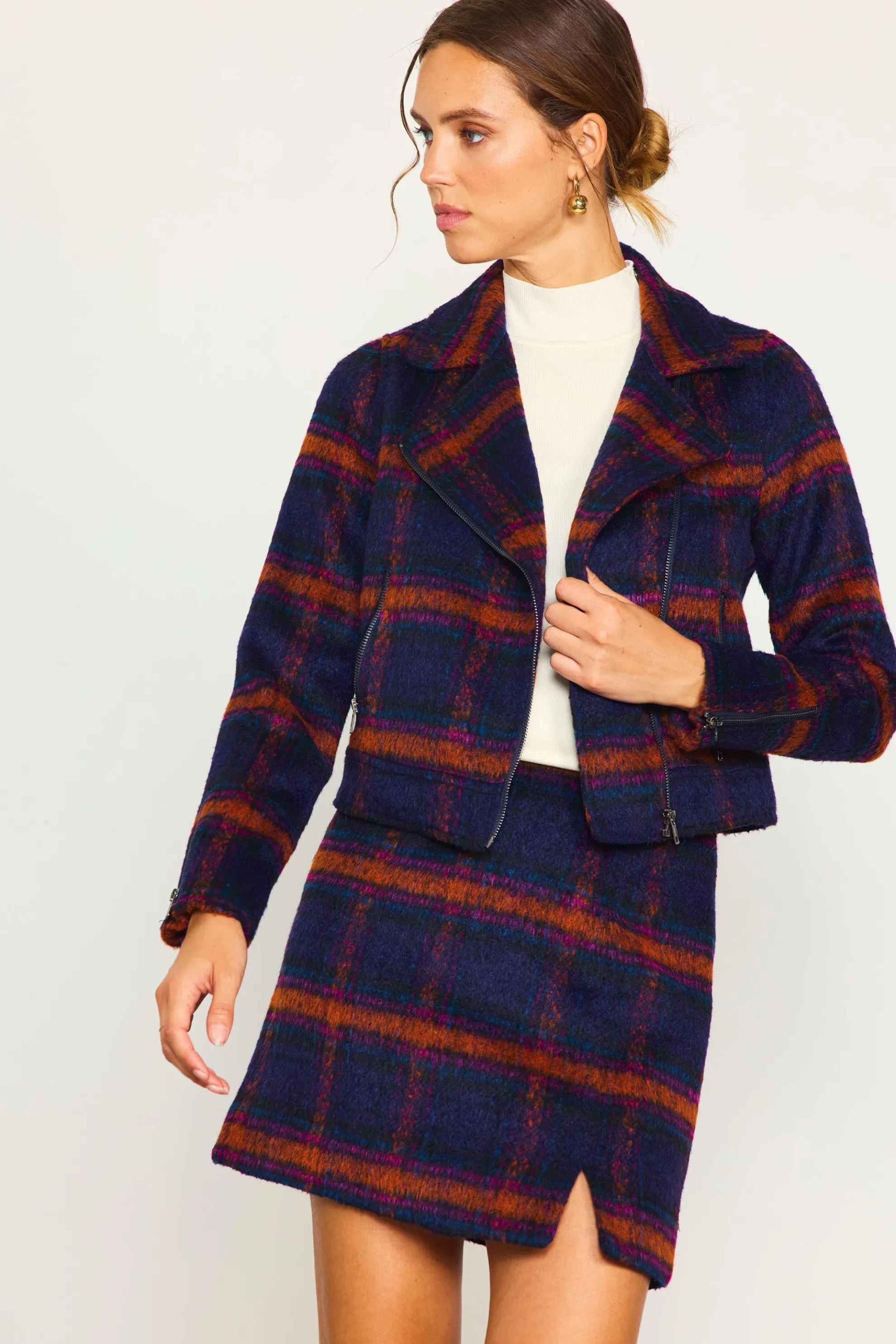 Plaid Moto Jacket
