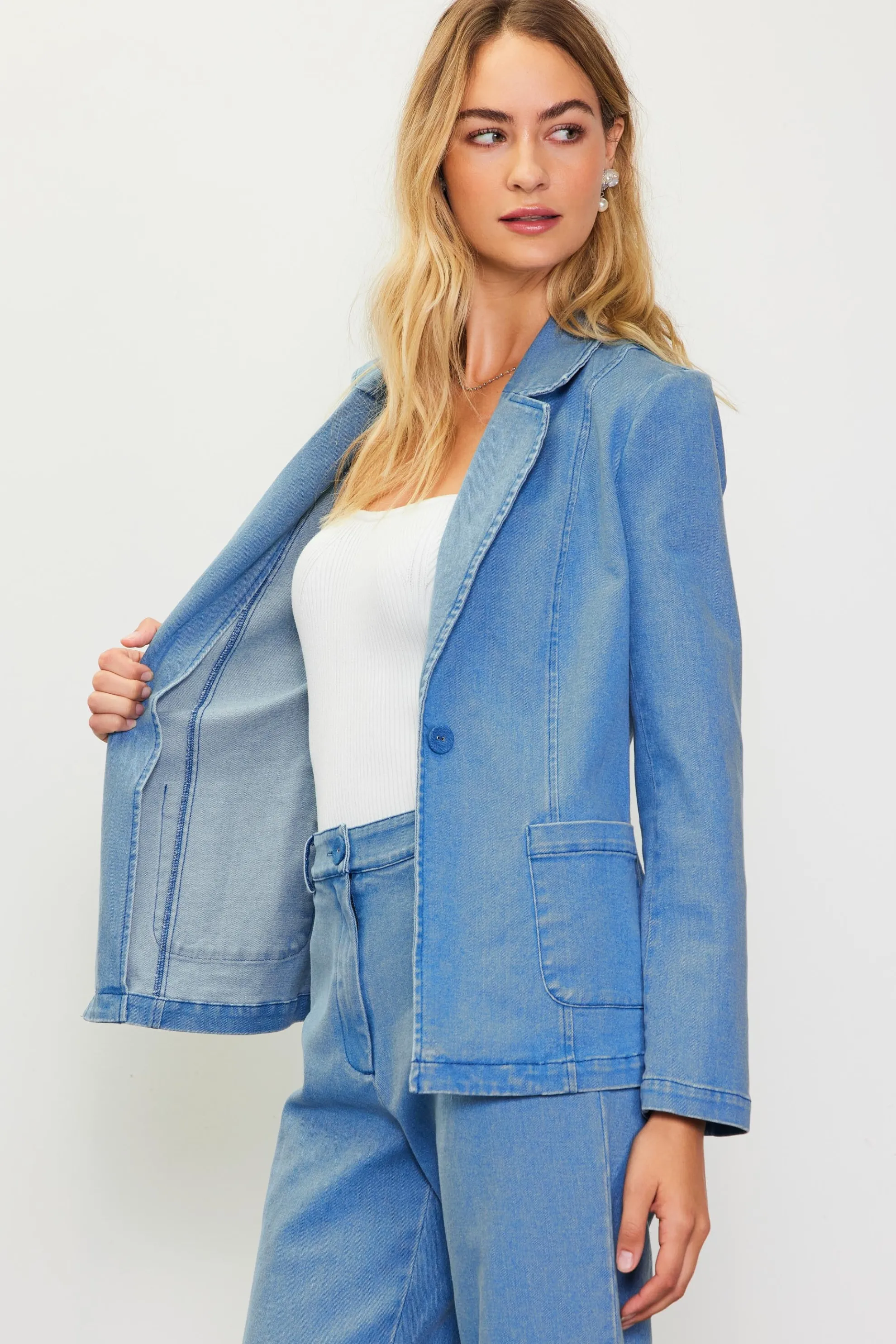 Washed Denim Blazer