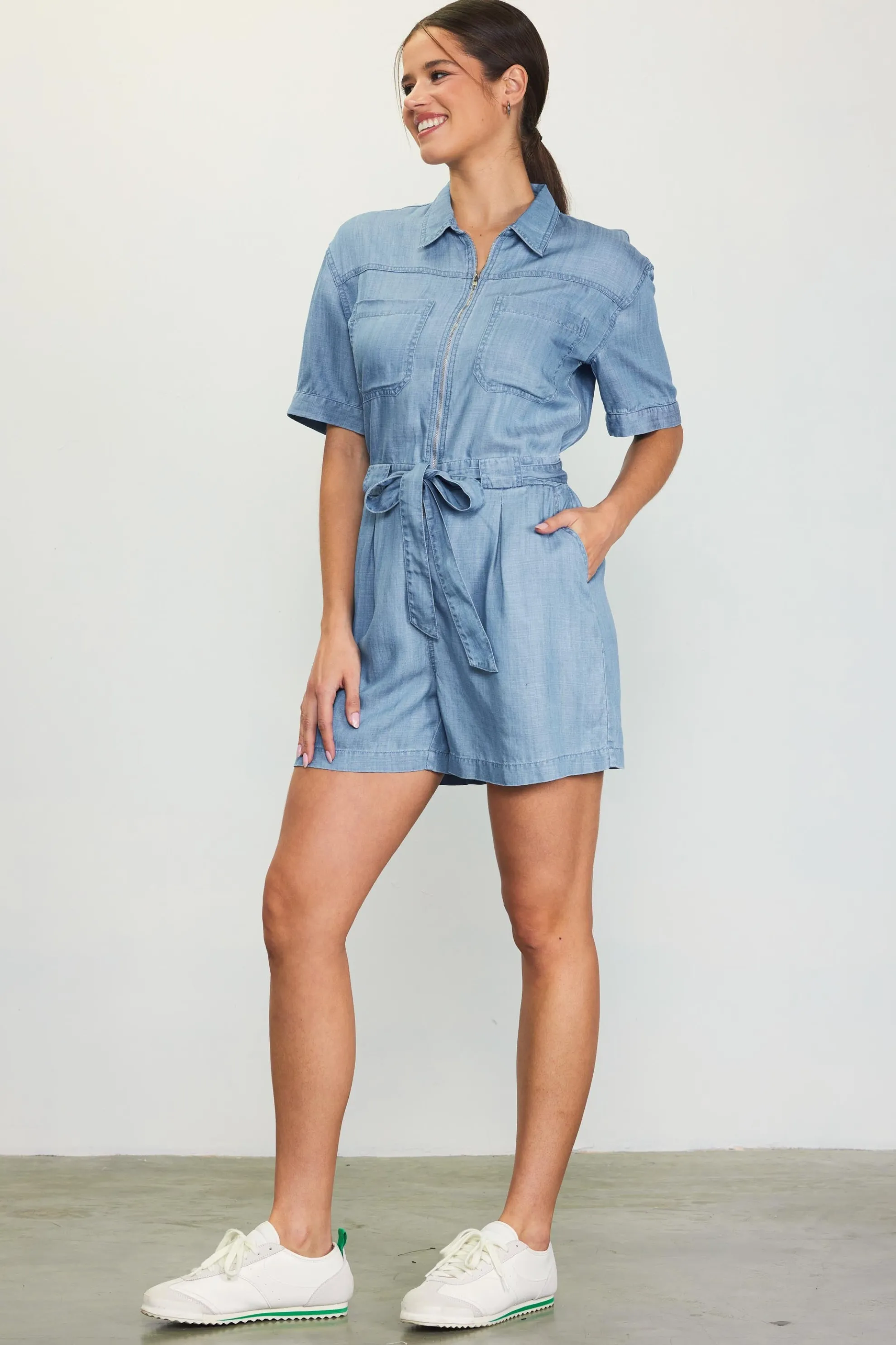 Washed Tencel Shortsleeve Romper