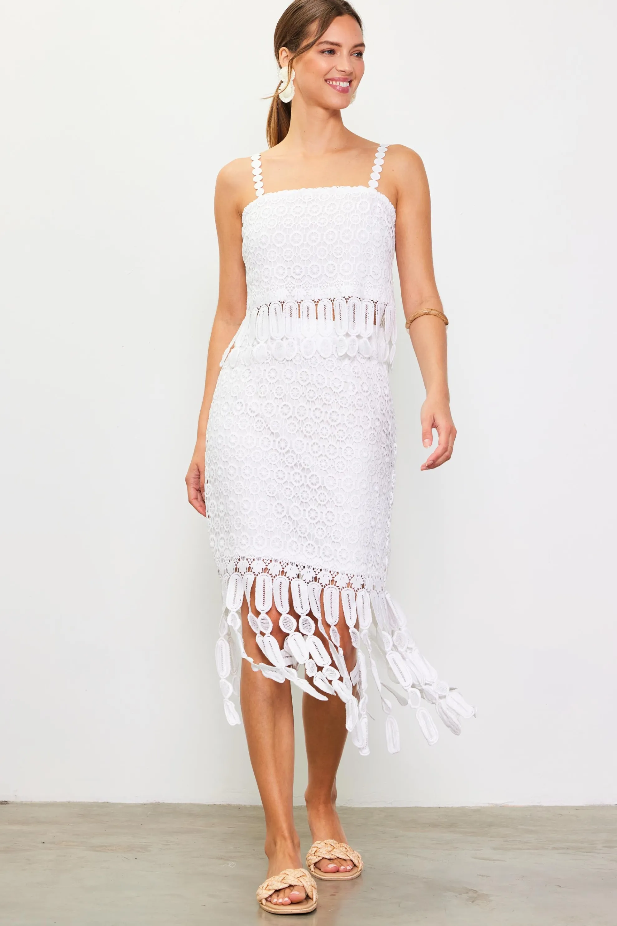 Crochet Midi Skirt with Fringe Detail
